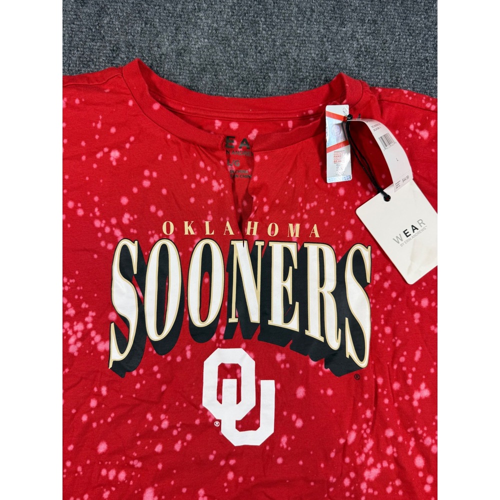 Oklahoma Sooners Shirt Womens Large Red Cropped T Shirt Crop Top NCAA NWT - Picture 2 of 9
